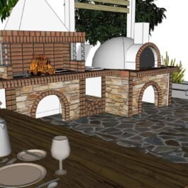 σχέδιο σετ ψησταριάς με φούρνο σε ειδικές διαστάσεις